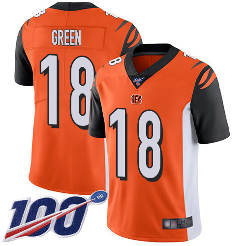 Cincinnati Bengals Limited Orange Men A J  Green Alternate Jersey NFL Footballl #18 100th Season Vapor Untouchable